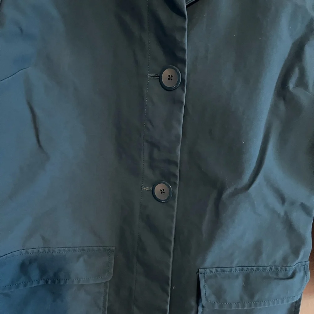 Old Navy Blue 3 Button 100% Cotton Classic Front Pockets Trench Coat XL Preppy - Picture 3 of 13